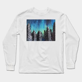 Northern Lights Pine Trees Long Sleeve T-Shirt